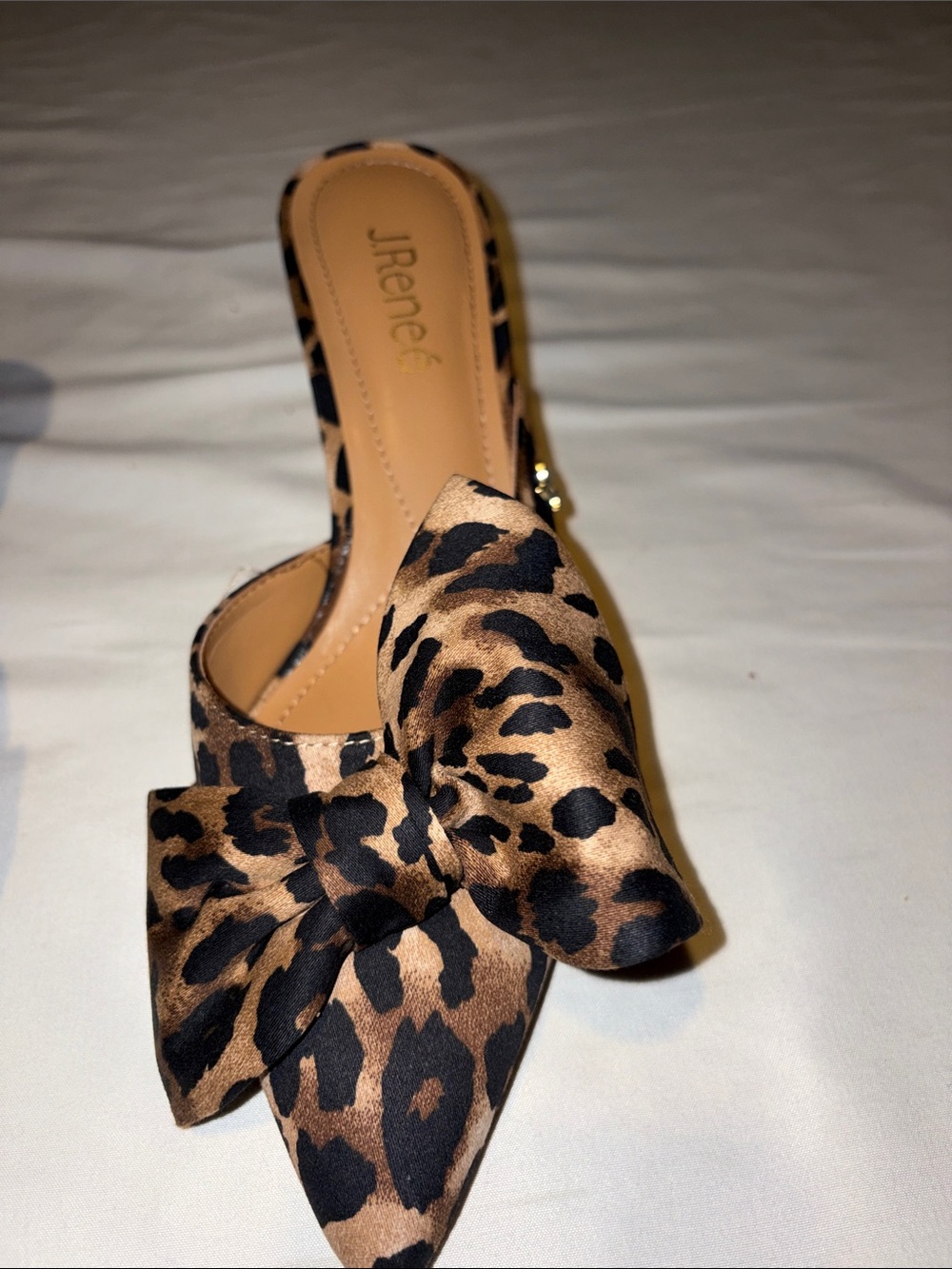 J.Renee Leopard Bow Pointed Toe Mules - Brown/Black - Picture 7 of 12